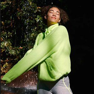 Free People Movement Hit the Slopes Sweatshirt, Neon Yellow, Large